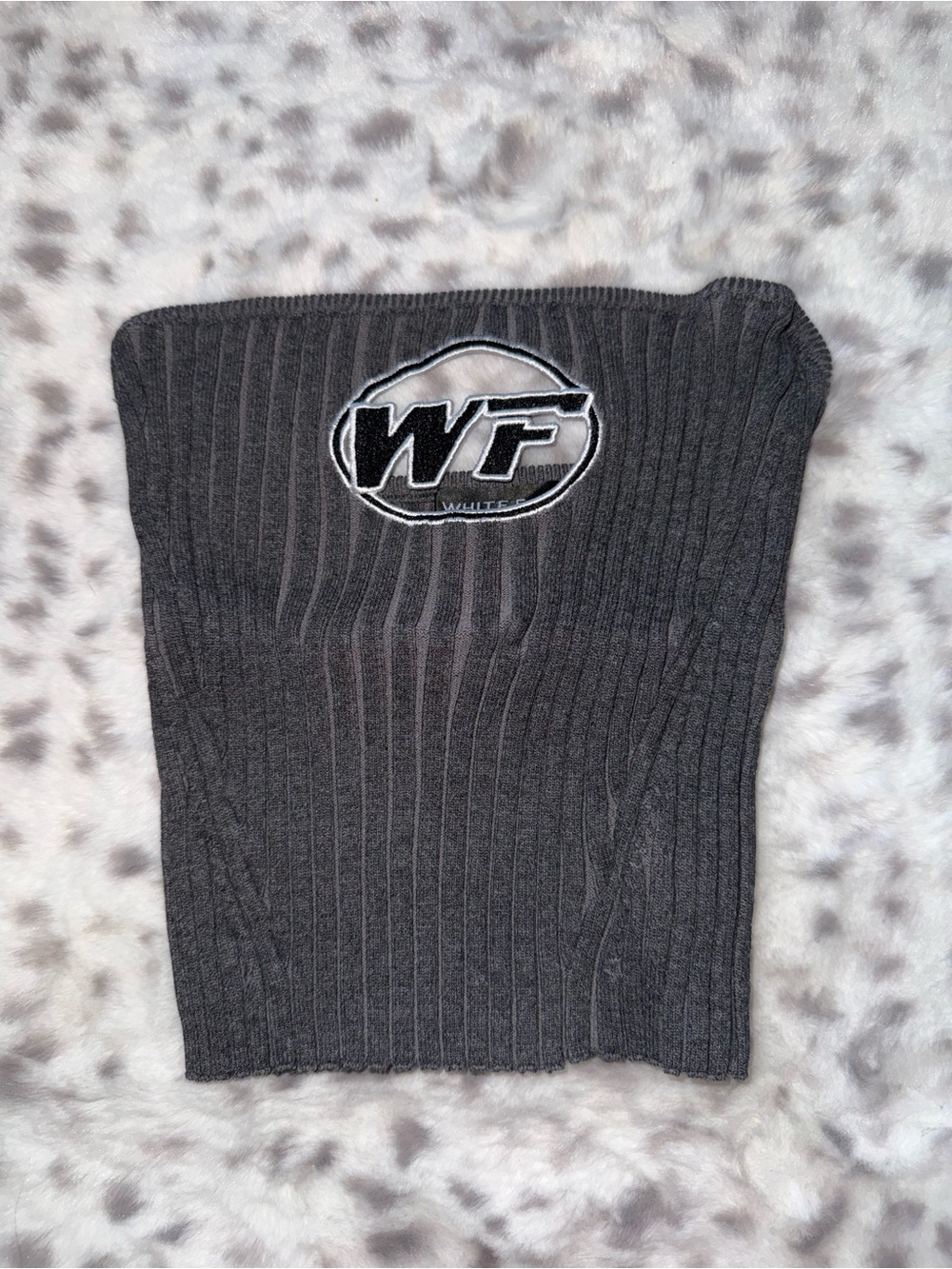 Gray Ribbed Tube Top with WF Logo